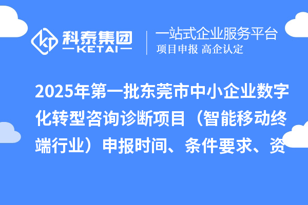 2025年第一批東莞市中小企業數字化轉型咨詢診斷項目（智能移動終端行業）申報時間、條件要求、資助獎勵
