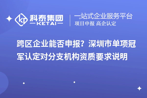 跨區(qū)企業(yè)能否申報？深圳市單項冠軍認定對分支機構資質要求說明