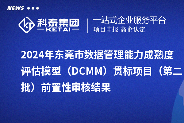 2024年東莞市數據管理能力成熟度評估模型(DCMM)貫標項目(第二批)前置性審核結果