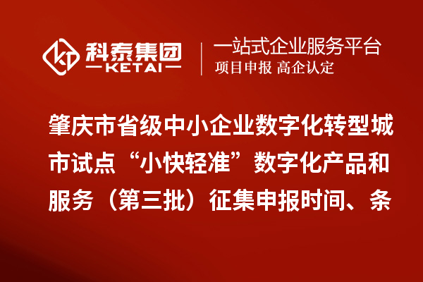 肇慶市省級中小企業(yè)數(shù)字化轉(zhuǎn)型城市試點“小快輕準”數(shù)字化產(chǎn)品和服務(第三批)征集申報時間、條件要求、扶持獎勵