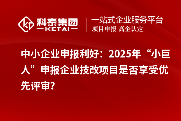 中小企業申報利好:2025年“小巨人”申報企業技改項目是否享受優先評審?
