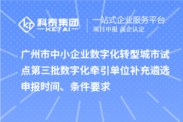 廣州市中小企業數字化轉型城市試點第三批數字化牽引單位補充遴選申報時間、條件要求