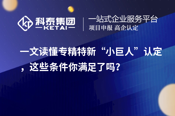 一文讀懂專精特新“小巨人”認定,這些條件你滿足了嗎?