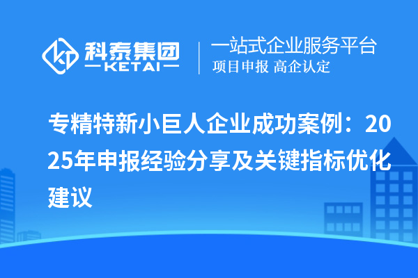 專精特新小巨人企業(yè)成功案例:2025 年申報(bào)經(jīng)驗(yàn)分享及關(guān)鍵指標(biāo)優(yōu)化建議