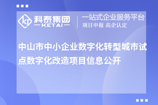 中山市中小企業數字化轉型城市試點數字化改造項目信息公開