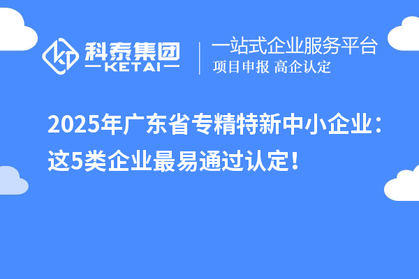 2025年廣東省專精特新中小企業(yè):這5類企業(yè)最易通過認(rèn)定!