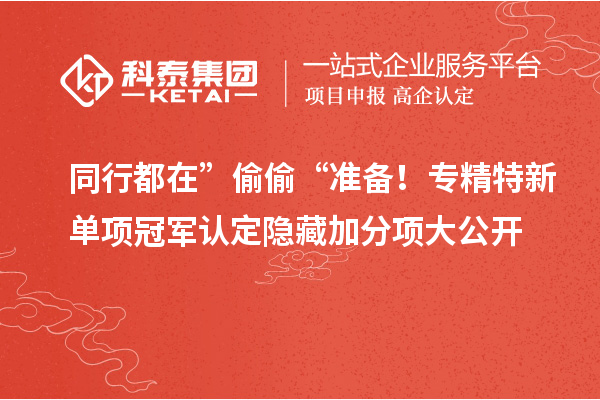 同行都在” 偷偷 “準備！專精特新單項冠軍認定隱藏加分項大公開