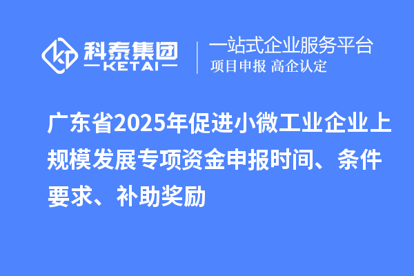 廣東省2025年促進(jìn)小微工業(yè)企業(yè)上規(guī)模發(fā)展專項(xiàng)資金申報(bào)時(shí)間、條件要求、補(bǔ)助獎(jiǎng)勵(lì)