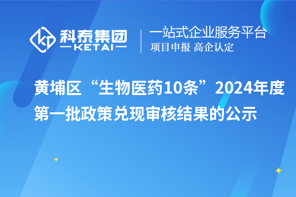 黃埔區(qū)“生物醫(yī)藥10條”2024年度第一批政策兌現(xiàn)審核結(jié)果的公示