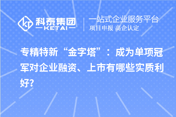 專精特新“金字塔”:成為單項冠軍對企業融資、上市有哪些實質利好?