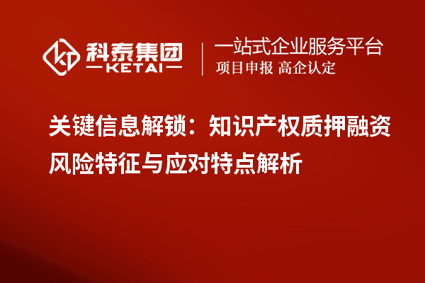 關鍵信息解鎖:知識產權質押融資風險特征與應對特點解析