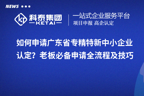 如何申請(qǐng)廣東省專精特新中小企業(yè)認(rèn)定?老板必備申請(qǐng)全流程及技巧