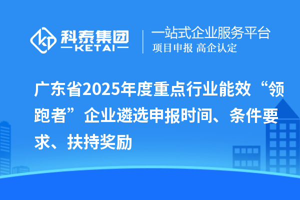 廣東省2025年度重點行業能效“領跑者”企業遴選申報時間、條件要求、扶持獎勵