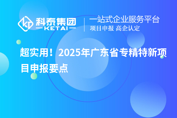 超實用!2025年廣東省專精特新項目申報要點
