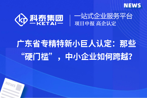 廣東省專精特新小巨人認(rèn)定:那些“硬門檻”,中小企業(yè)如何跨越?