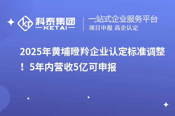 2025年黃埔瞪羚企業認定標準調整!5年內營收5億可申報