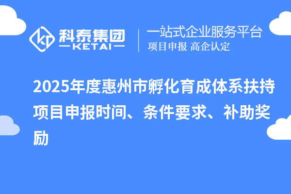 2025年度惠州市孵化育成體系扶持項目申報時間、條件要求、補助獎勵