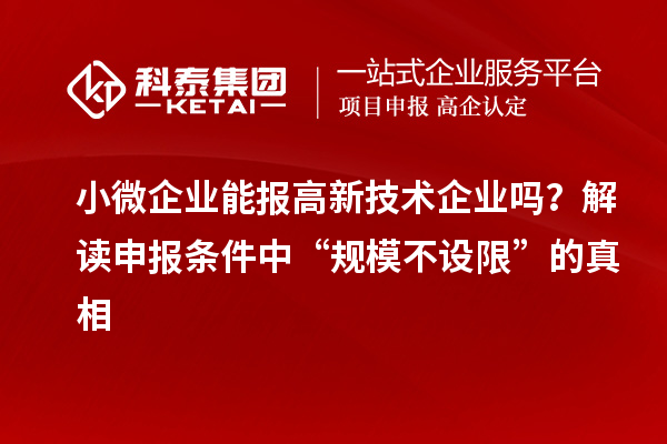 小微企業能報高新技術企業嗎?解讀申報條件中“規模不設限”的真相