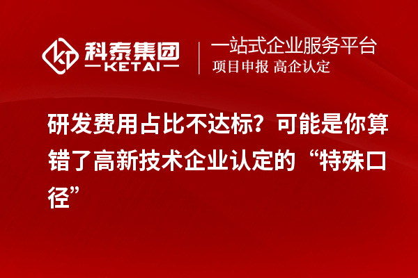 研發費用占比不達標？可能是你算錯了高新技術企業認定的“特殊口徑”