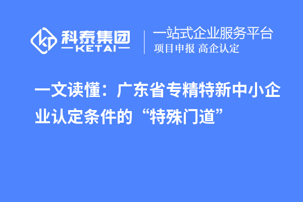 一文讀懂:廣東省專精特新中小企業(yè)認(rèn)定條件的“特殊門道”