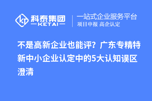 不是高新企業也能評？廣東專精特新中小企業認定中的5大認知誤區澄清