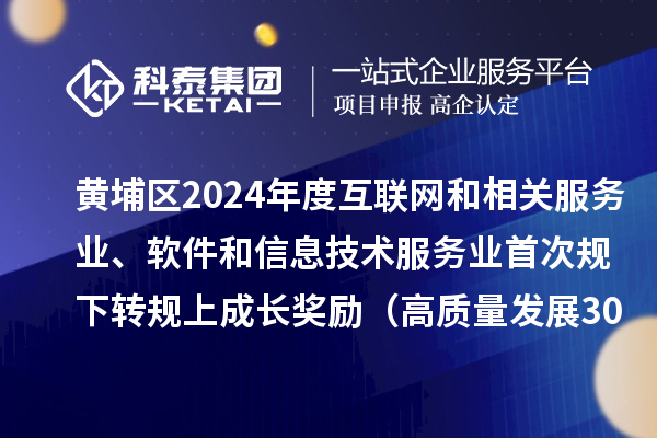 黃埔區2024年度互聯網和相關服務業、軟件和信息技術服務業首次規下轉規上成長獎勵（高質量發展30條）審核結果的公示