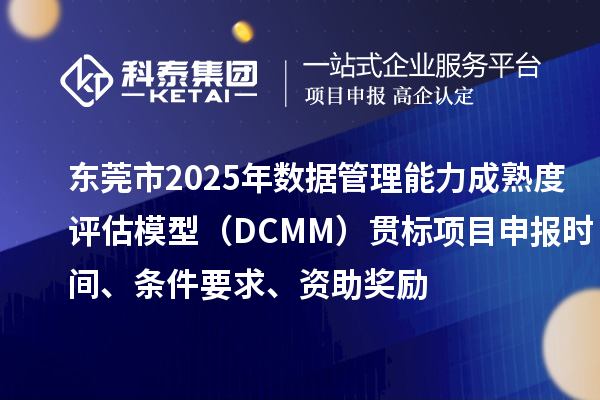 東莞市2025年數據管理能力成熟度評估模型(DCMM)貫標項目申報時間、條件要求、資助獎勵