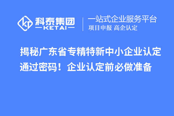 揭秘廣東省專精特新中小企業認定通過密碼！企業認定前必做準備