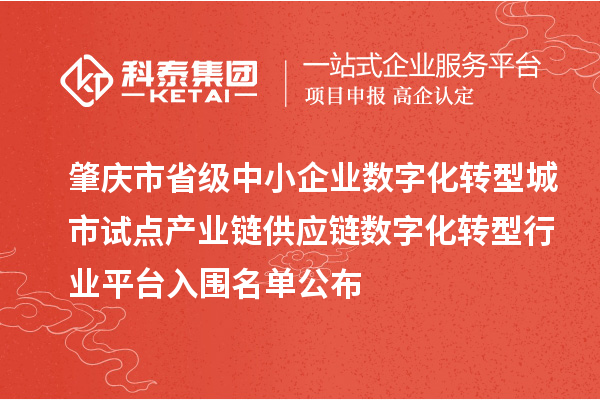 肇慶市省級中小企業數字化轉型城市試點產業鏈供應鏈數字化轉型行業平臺入圍名單公布