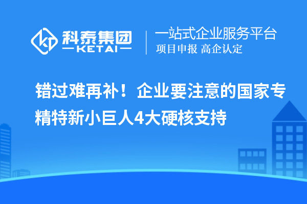 錯過難再補!企業要注意的國家專精特新小巨人4大硬核支持