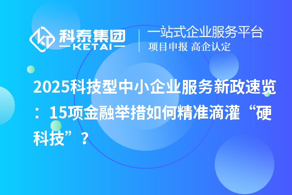 2025科技型中小企業服務新政速覽:15項金融舉措如何精準滴灌“硬科技”?