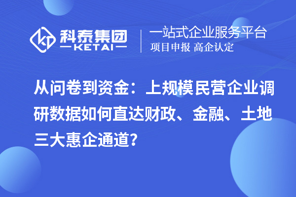 從問卷到資金:上規(guī)模民營企業(yè)調(diào)研數(shù)據(jù)如何直達(dá)財(cái)政、金融、土地三大惠企通道?
