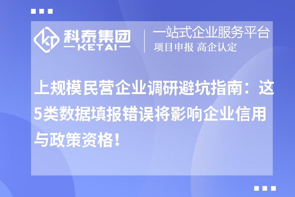 上規(guī)模民營企業(yè)調(diào)研避坑指南:這5類數(shù)據(jù)填報錯誤將影響企業(yè)信用與政策資格!