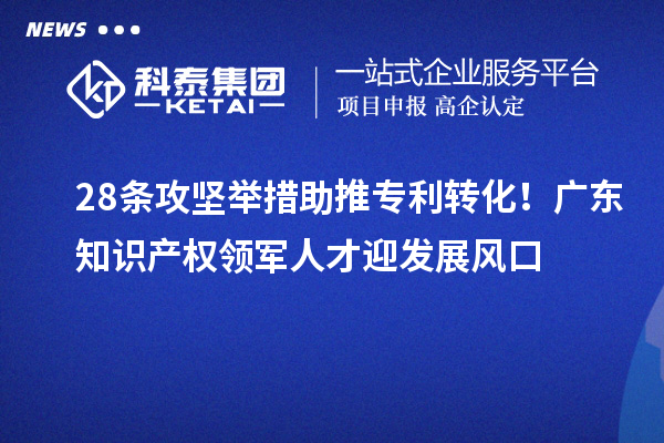 28條攻堅舉措助推專利轉(zhuǎn)化!廣東知識產(chǎn)權(quán)領(lǐng)軍人才迎發(fā)展風口