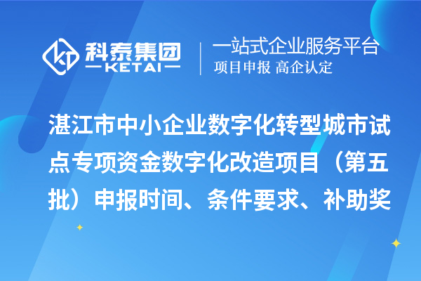 湛江市中小企業數字化轉型城市試點專項資金數字化改造項目(第五批)申報時間、條件要求、補助獎勵