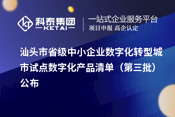 汕頭市省級中小企業數字化轉型城市試點數字化產品清單(第三批)公布