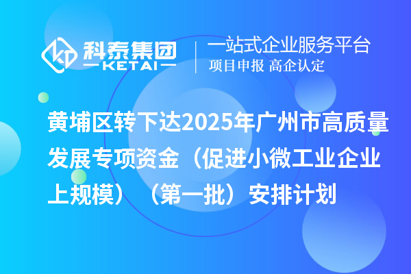 黃埔區轉下達2025年廣州市促進工業和信息化產業高質量發展專項資金(促進小微工業企業上規模)(第一批)安排計劃