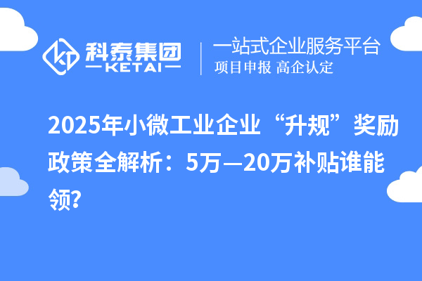2025年小微工業企業“升規”獎勵政策全解析：5萬—20萬補貼誰能領？