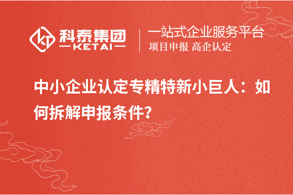 中小企業認定專精特新小巨人：如何拆解申報條件？