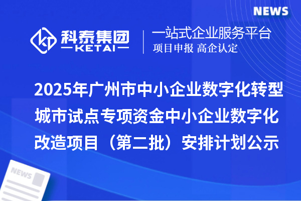 2025年廣州市中小企業(yè)數(shù)字化轉(zhuǎn)型城市試點(diǎn)專項(xiàng)資金中小企業(yè)數(shù)字化改造項(xiàng)目(第二批)安排計(jì)劃公示