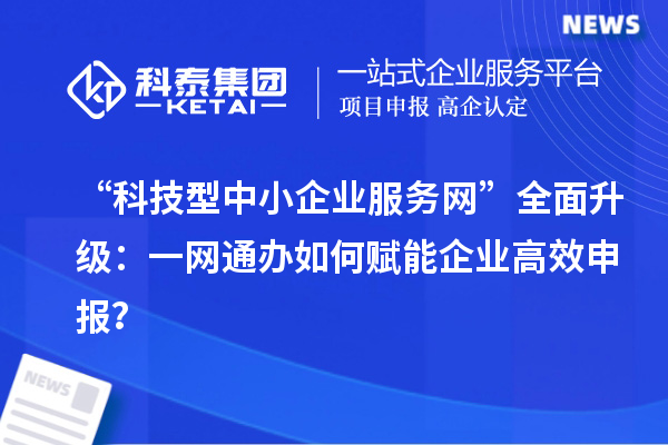 “科技型中小企業(yè)服務(wù)網(wǎng)”全面升級：一網(wǎng)通辦如何賦能企業(yè)高效申報？