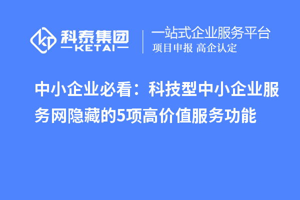 中小企業(yè)必看：科技型中小企業(yè)服務(wù)網(wǎng)隱藏的5項高價值服務(wù)功能